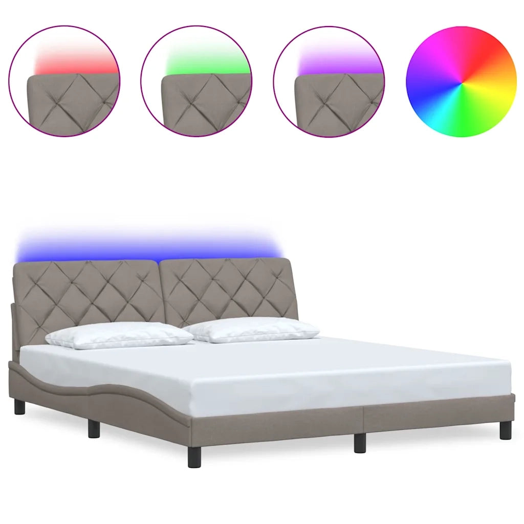 Giroletto con LED senza Materasso Tortora 180x200 cm in Tessuto 3310689