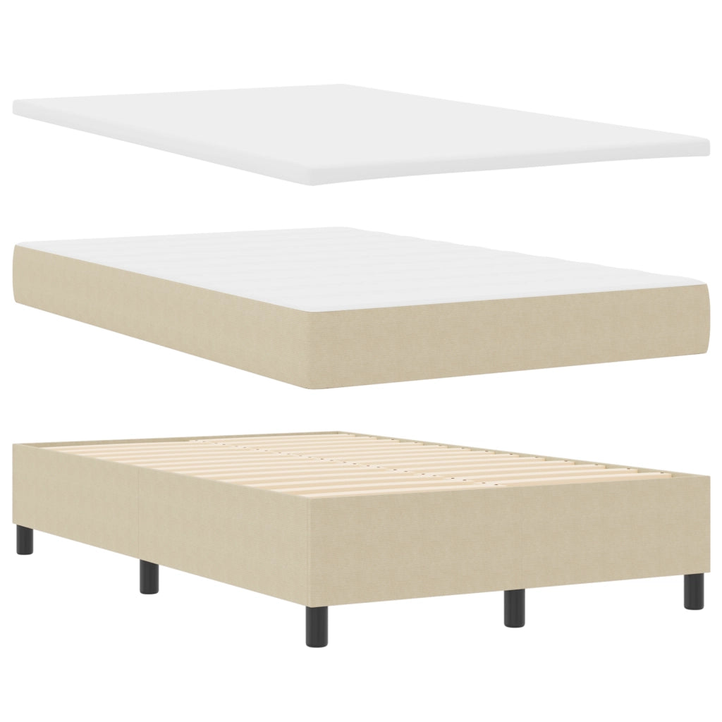 Box Spring Bed con Materasso Verde Chiaro Grigio Piccolo Doppio Tessuto Corduroy