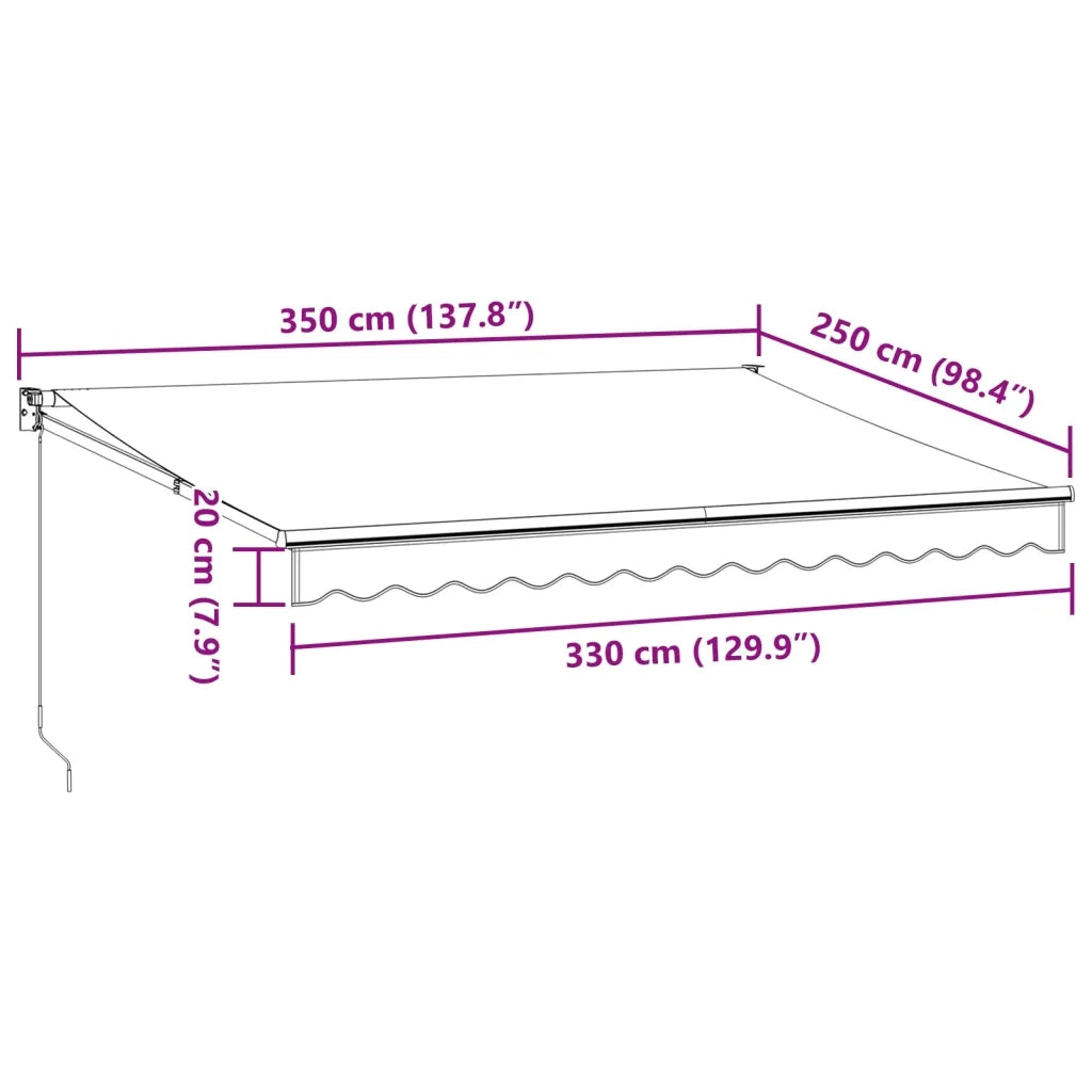 Tenda Retrattile Antracite e Bianca 3,5x2,5m Tessuto/Alluminio 3216109