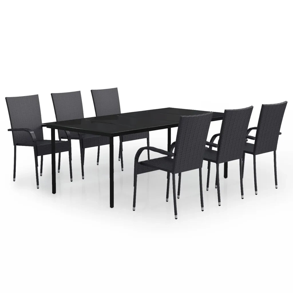 Set da Pranzo per Giardino 7 pz con Cuscini Neri cod mxl 46840