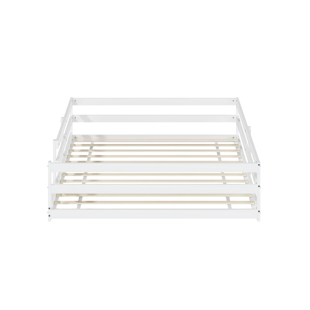 LETTO Montessori a pavimento 140x200 cm in legno di pino bianco