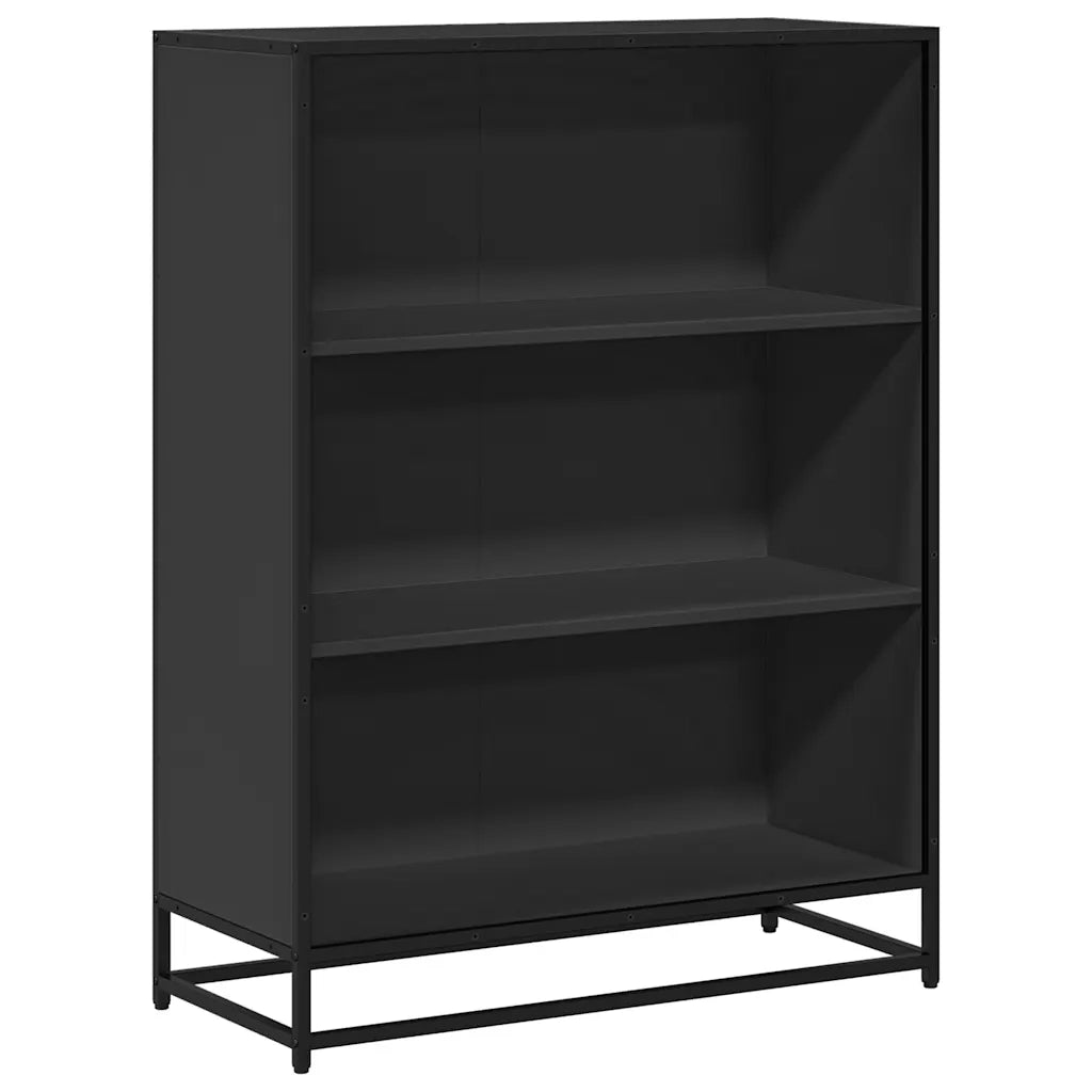 Libreria-Scaffale per Libri-Mobile di Stoccaggio Nera 80,5x35x107,5 cm in Legno Multistrato