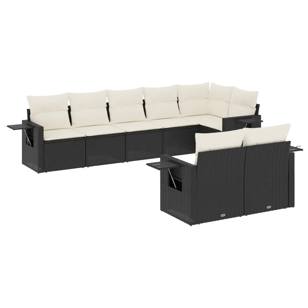Set Divani da Giardino con Cuscini 8 pz Nero in Polyrattan 3220415