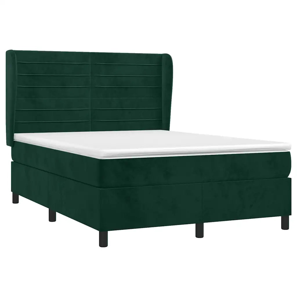 Giroletto a Molle con Materasso Verde Scuro 140x200 cm Velluto 3129276