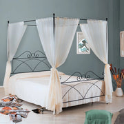 Letto in ferro matrimoniale con baldacchino SABRINA Nero 166x208x h210 cm