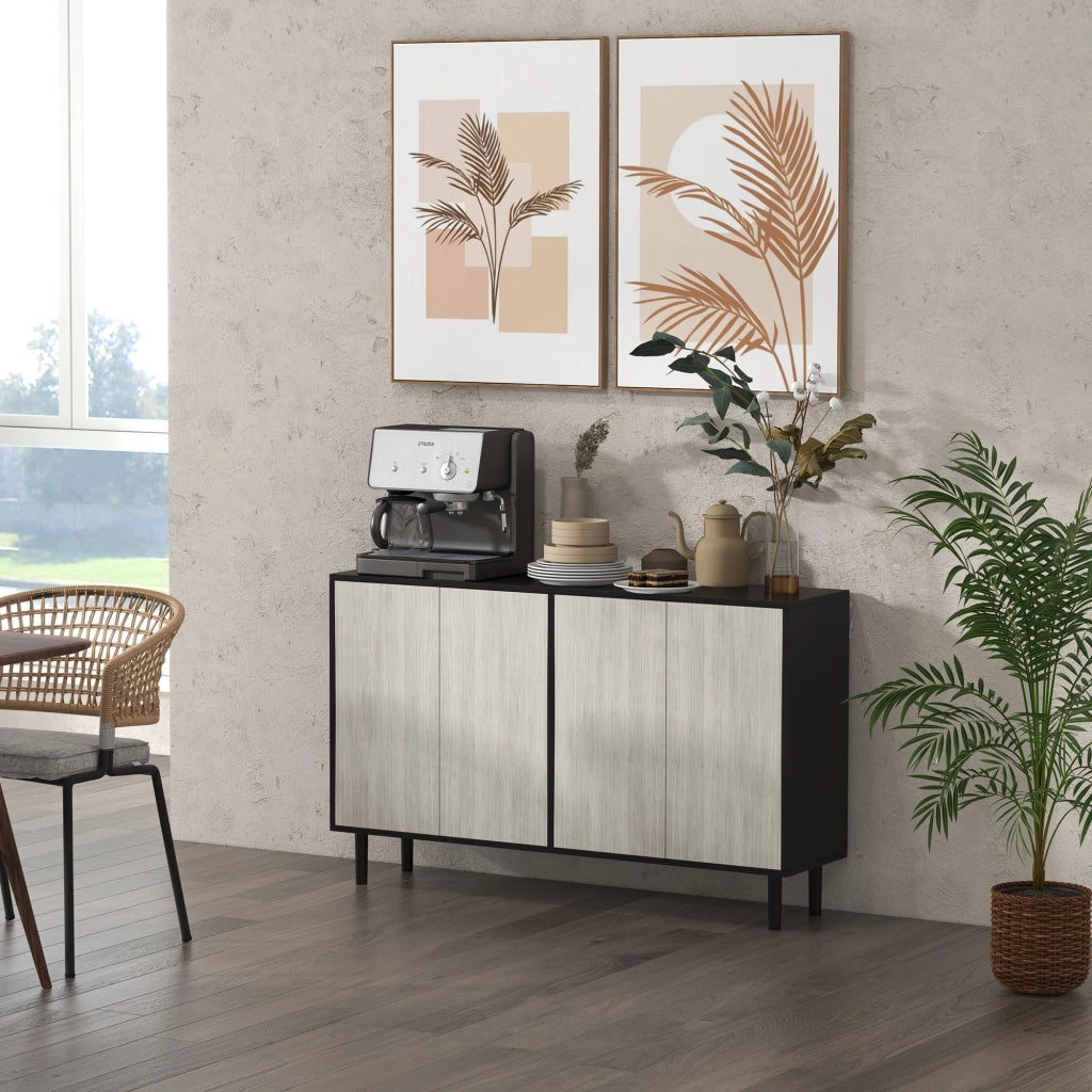 Tavolo da pranzo ¨C Zephmum ¨C Nero e grigio, legno effetto, 121x37x75 cm
