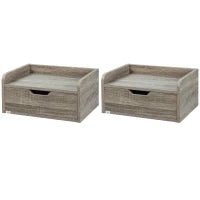 Set Di 2 Comodini Da Parete Comodini Da Notte Sospesi Cassetto Piano Aspetto Legno Dim. 40L x 30l x 19.5A cm- Grigio