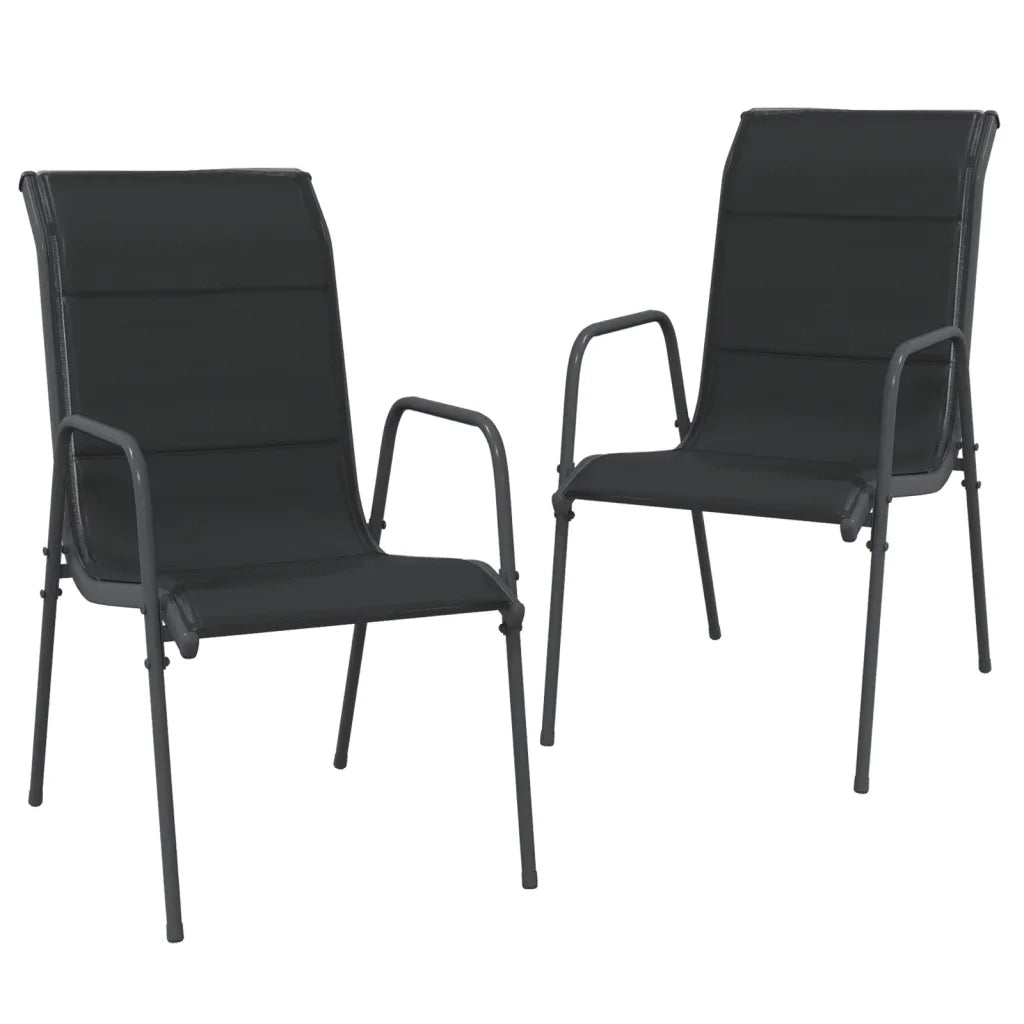 Set da Pranzo da Giardino 3 pz | Set Salotto da Giardino in Acciaio Nero