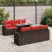 vidaXL Set Divani Giardino 7 pz con Cuscini Marrone Polyrattan Acacia