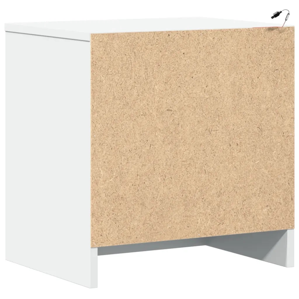 Comodini con Luci LED 2pz Bianchi in Legno Multistrato 852048