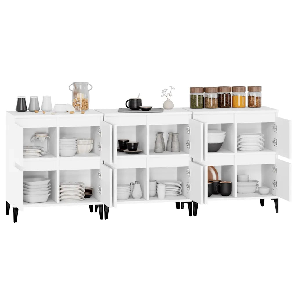 Credenze 3pz | Madia | Buffet da pranzo | Armadio da pranzo Bianche 60x35x70 cm in Legno Multistrato