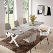 Consolle allungabile, 58 fino 262x90x73cm, Per 12 persone, Gambe in legno, grigio cemento RF2817