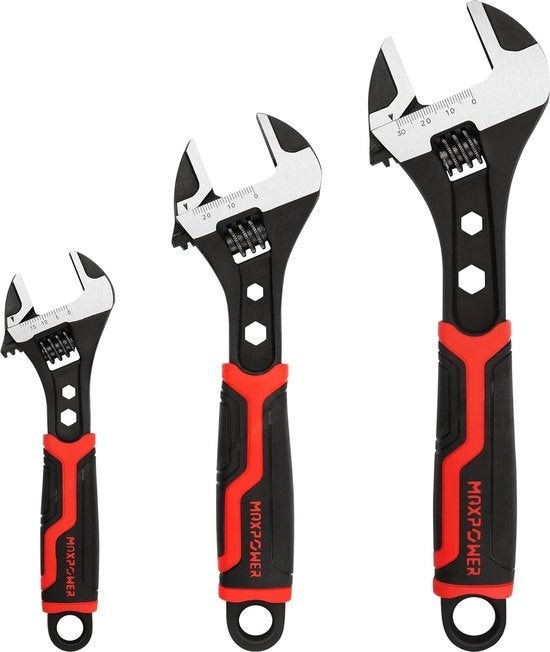 Set di chiavi a gommata 3 in 1 150 mm/200 mm/300 mm, chiave a mozzo regolabile di alta qualità, chiave multifunzionale, apertura massima di 20 mm/25 mm/30 mm.