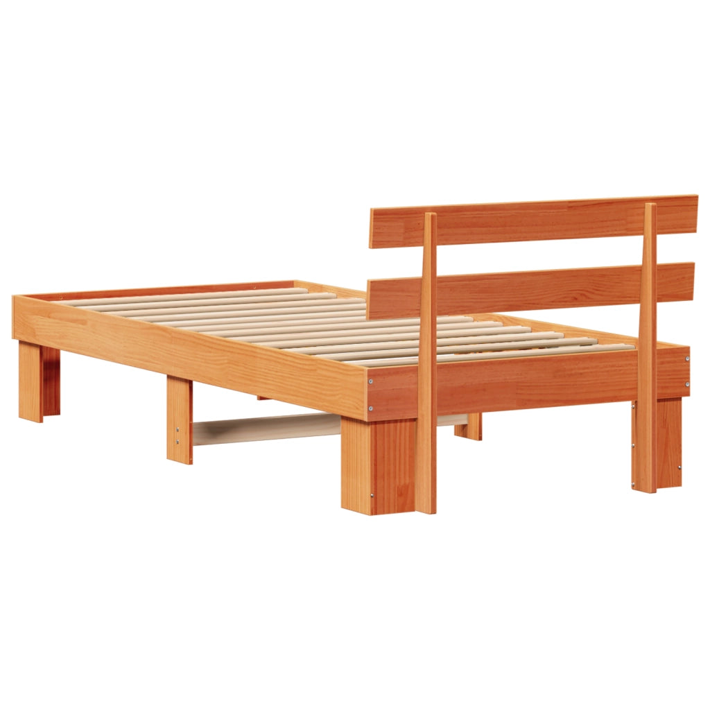 Struttura Letto con testiera Marrone Cerato 90x190 cm Legno massello di pino