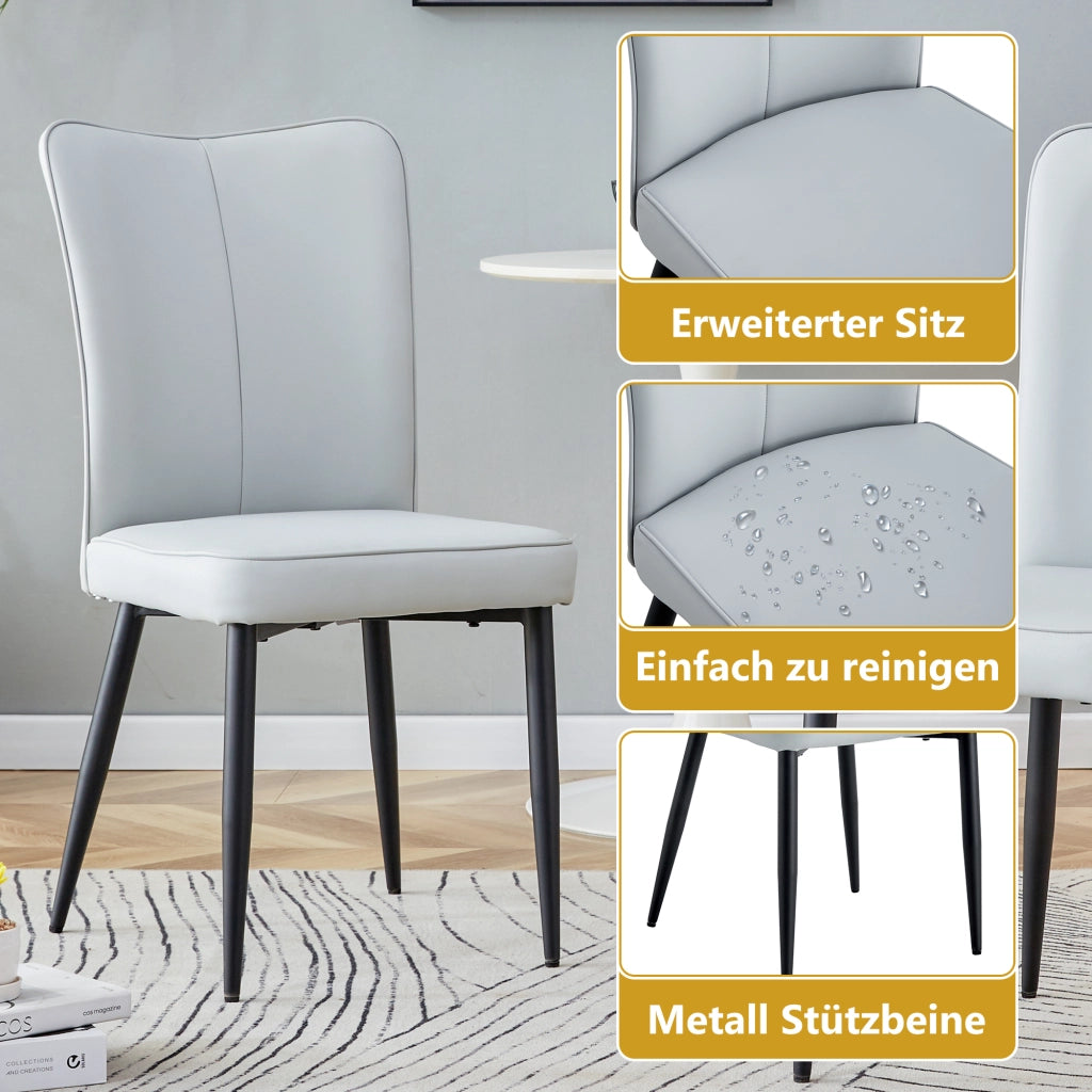 SEDIA da pranzo Set da 2 pezzi in PU grigio chiaro e metallo nero