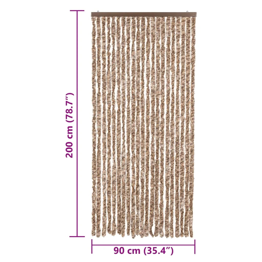 Tenda Antimosche-Zanzariera Beige e Marrone Scuro 90x200 cm in Ciniglia