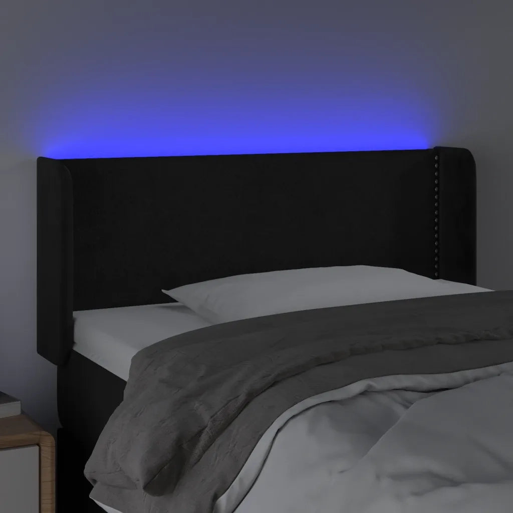 Testiera a LED Nera 93x16x78/88 cm in Velluto 3123134
