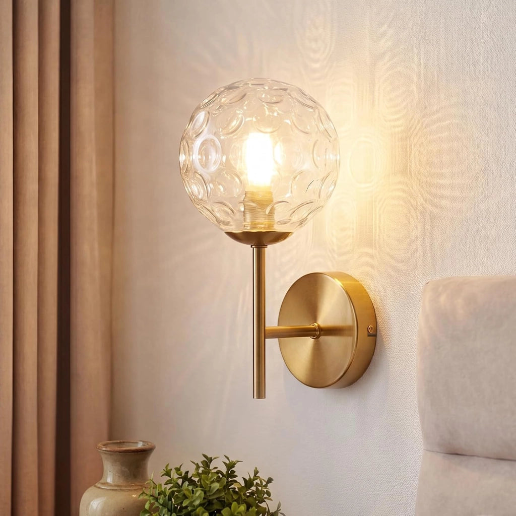 ZMH Lampada da Parete Interni Oro G9 Metall Vetro Sferico Vintage Decorativa per Soggiorno Corridoio Senza Lampadina