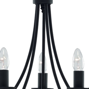 Lampadario Industrial-Nordico Maypole Acciaio Nero 5 Luci E14