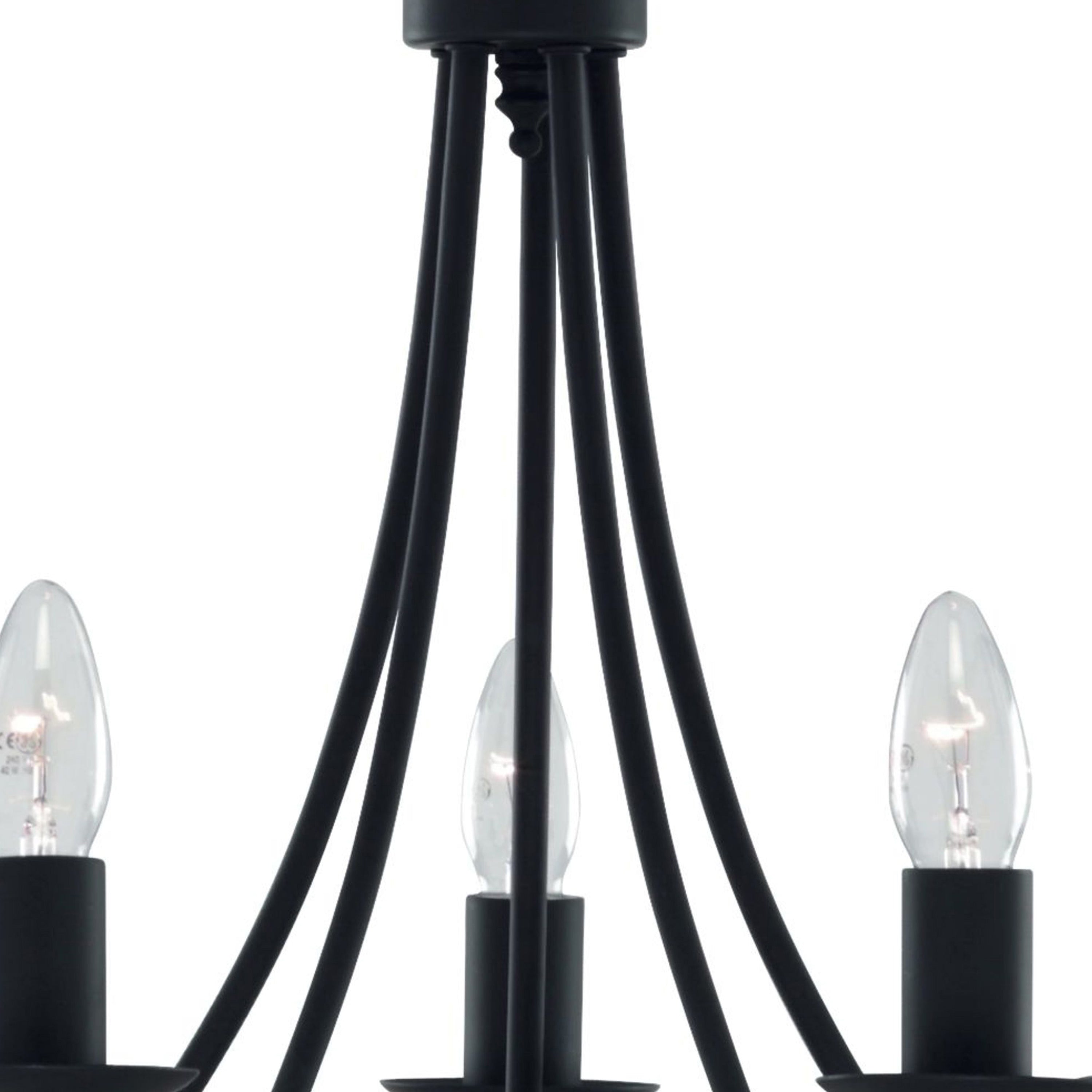 Lampadario Industrial-Nordico Maypole Acciaio Nero 5 Luci E14