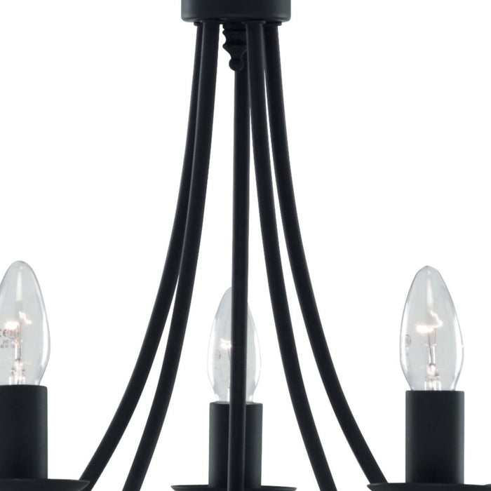 Lampadario Industrial-Nordico Maypole Acciaio Nero 5 Luci E14