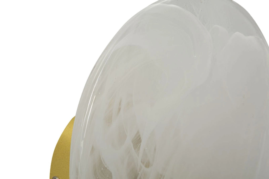 Lampada da Muro Moon Ø20x10 cm in Vetro e Ferro Oro e Bianco