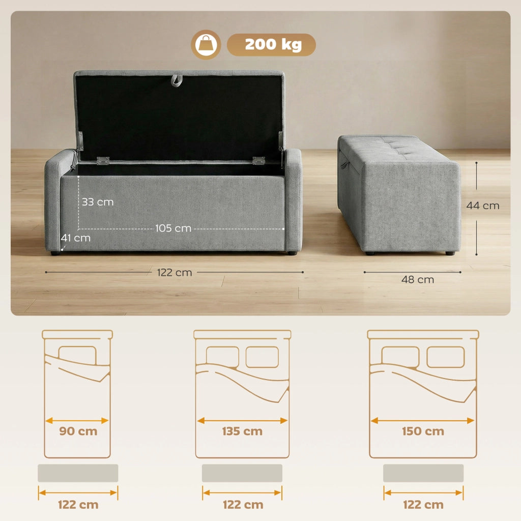 Pouf Contenitore Grigio Chiaro ¨C Zephmum ¨C 122x48x44