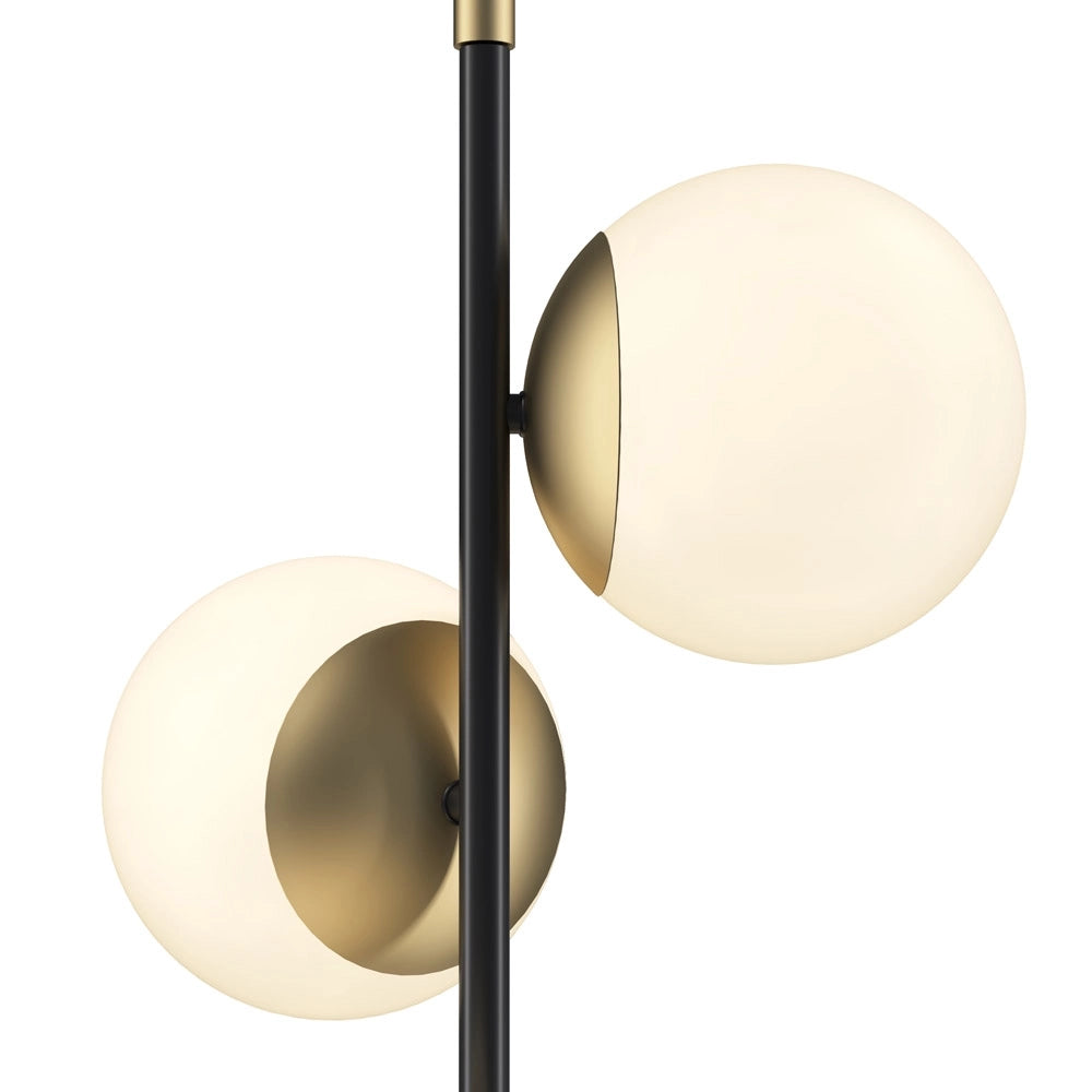 Piantana Contemporanea Nostalgia Metallo Oro Opaco 3 Luci Diffusori Bianchi