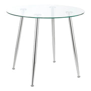 Tavolo da pranzo rotondo in vetro temperato e acciaio 75 x 87 cm cromato trasparente 03_0008706