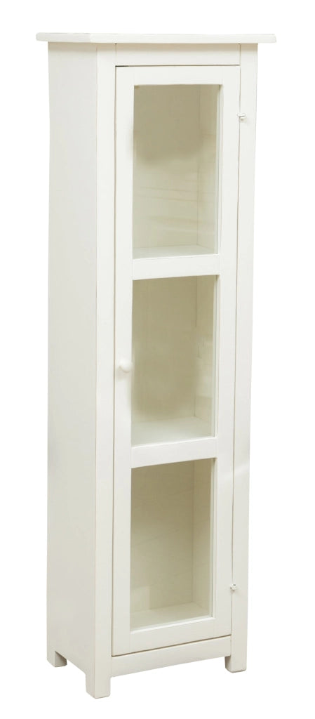 Biscottini Vetrinetta Country in legno massello di tiglio finitura bianco anticato.Made in Italy