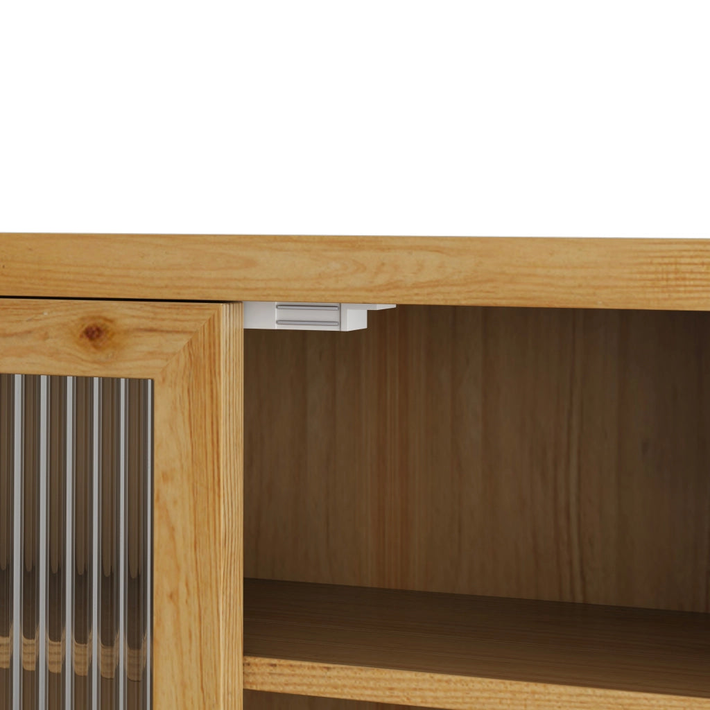 Armadio Pensile con 2 Ante in Vetro Cannelato; 3 Ripiani; Porta-Asciugamani; Stile Vintage; in Legno e MDF; 63×60×18 cm; Naturale