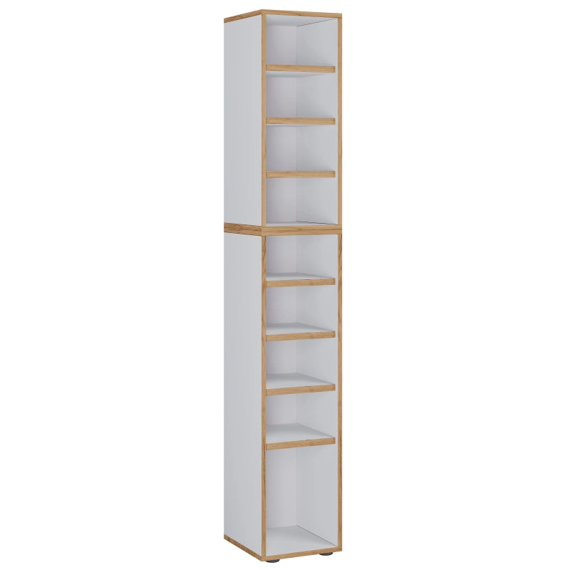 Super Scarpiera Legno H183 L30 P33 cm Armadio Porta Scarpe Salvaspazio con Ripiani Regolabili Colore Bianco