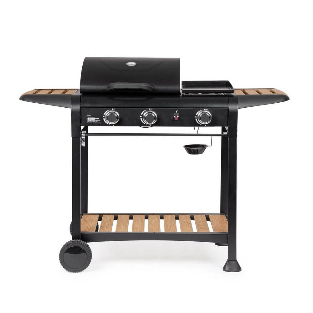 Barbecue a Gas 3 Bruciatori Acciaio Nero da Esterno - NOELIA