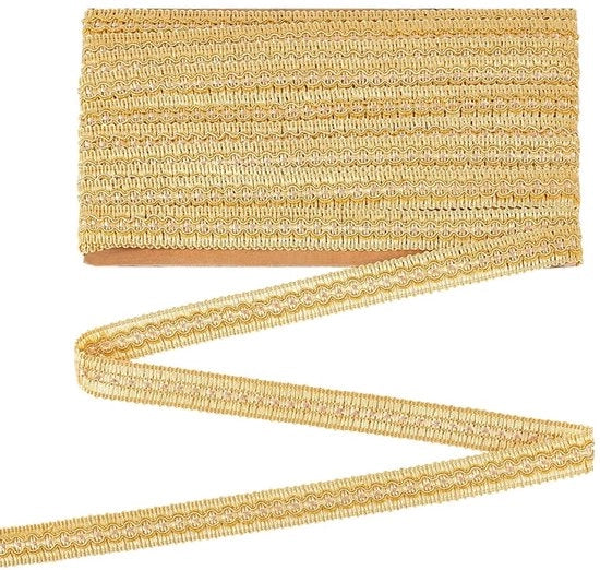 Laccio decorativo a nastro metallico 12 m - 21 mm di larghezza - Tinta luce khaki - Poliestere - Adatto per cucito e decorazione - Laccio decorativo