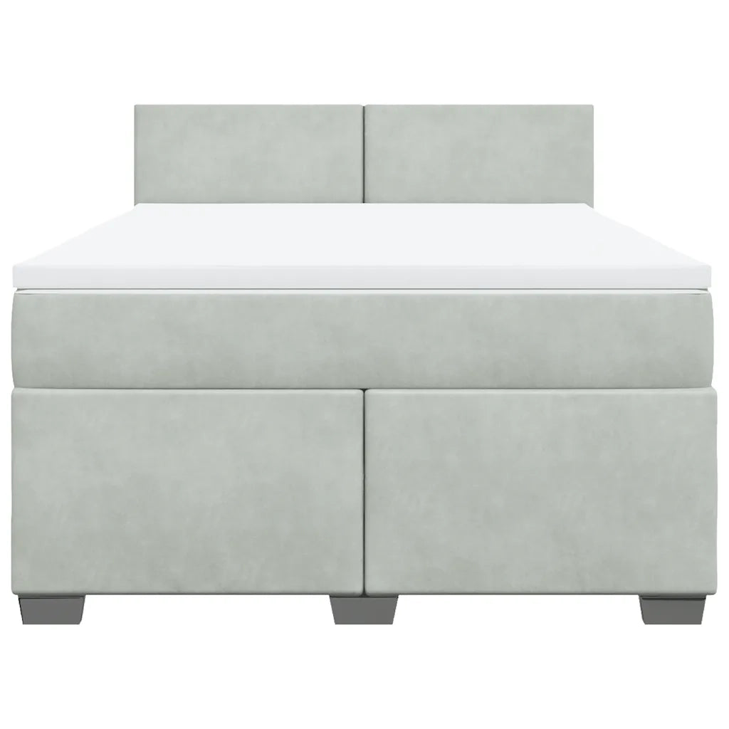 Giroletto a Molle con Materasso Grigio Chiaro 160x200cm Velluto