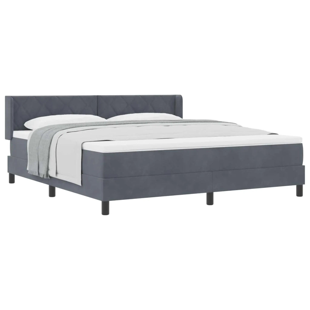 Letto a molle con testiera Grigio scuro 200 x 180 cm Poliestere