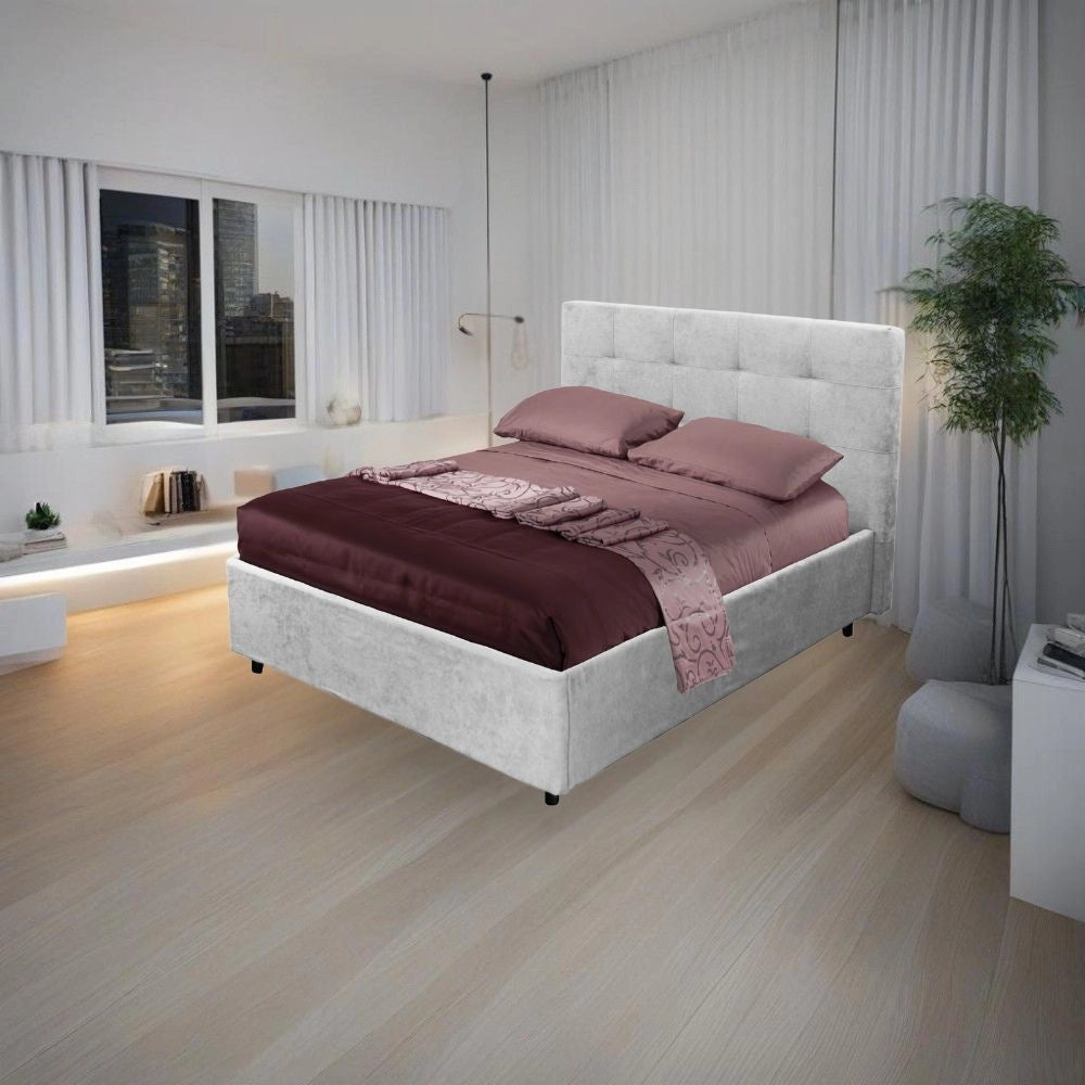 Letto una piazza e mezza con contenitore Ascoli 142x210x124H tessuto Enjoy colore grigio