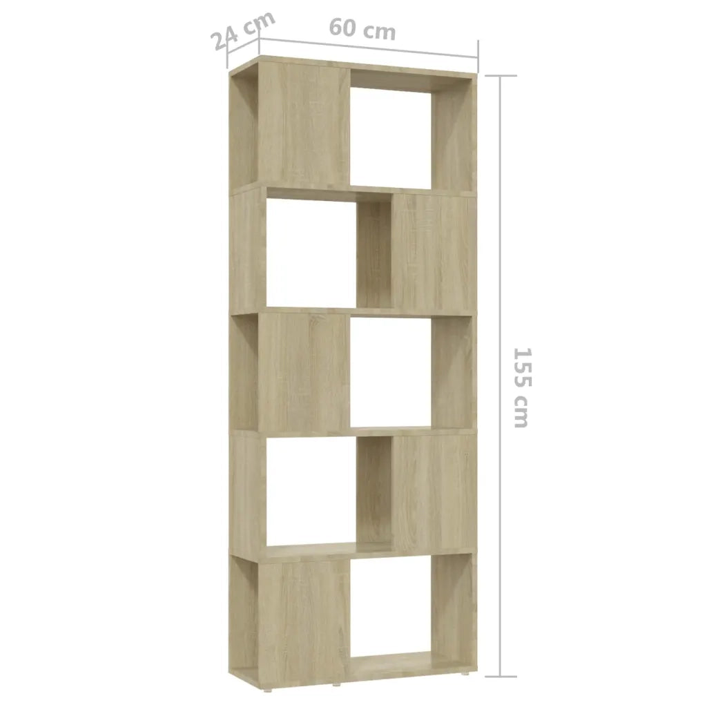 Libreria Divisorio-Scaffale per Libri-Mobile di Stoccaggio Rovere Sonoma 60x24x155 cm