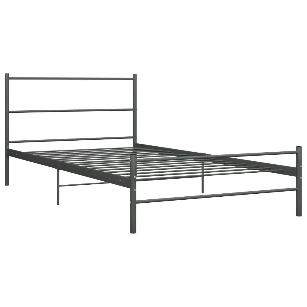 Letto singolo | Letto per adulti | Giroletto Grigio in Metallo 90x200 cm