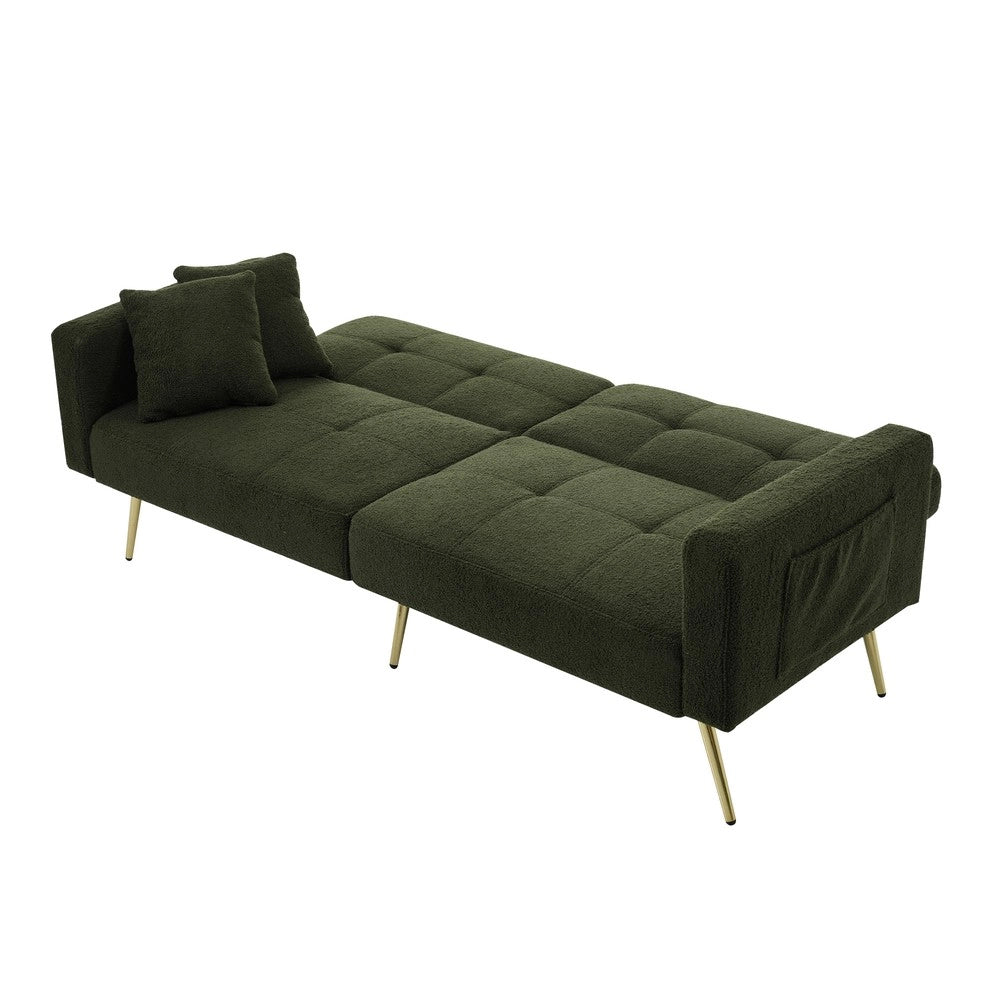 Divano Letto con Contenitore Laterale, Cuscini e Gambe Dorate ¨C Xylo ¨C Angolo Regolabile