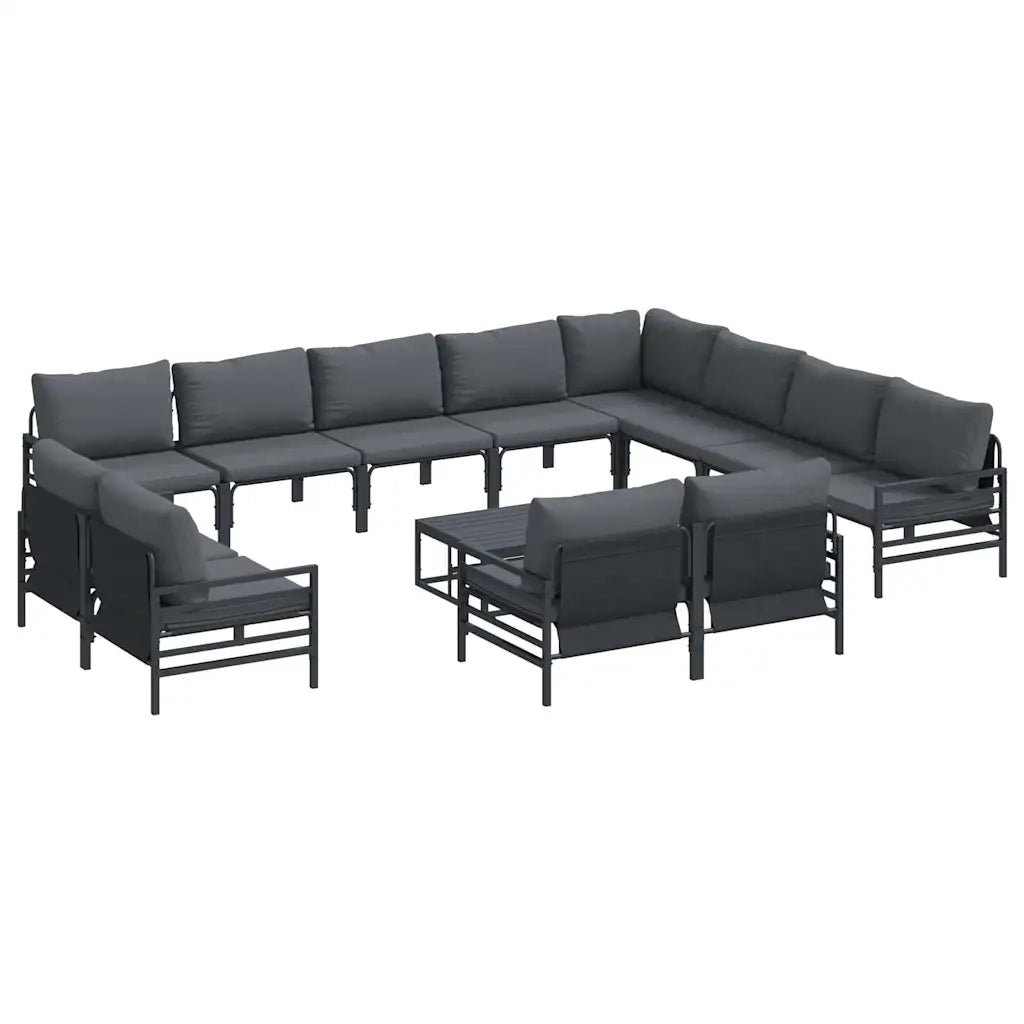 Set Divano da Giardino con cuscino 13 pcs Nero Acciaio 3379037
