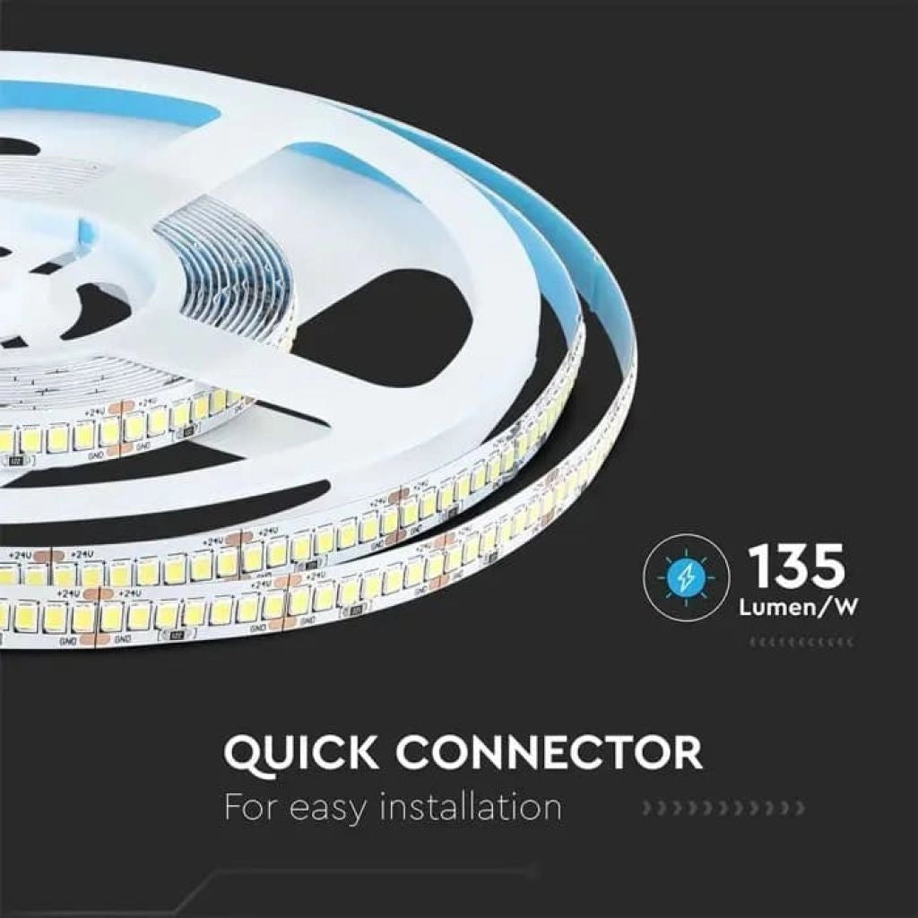 Striscia Strip LED SMD2835 18W/m 5m 238 LED/m 135LM/W 24V 3000K IP20 10mm