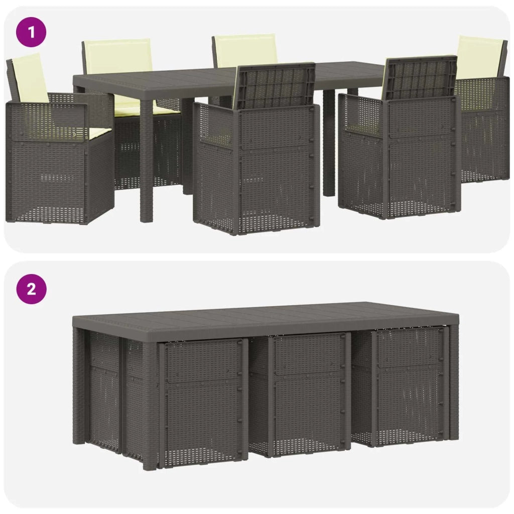 Set da Pranzo per Giardino 7 pcs Grigio chiaro e panna PP 3430083