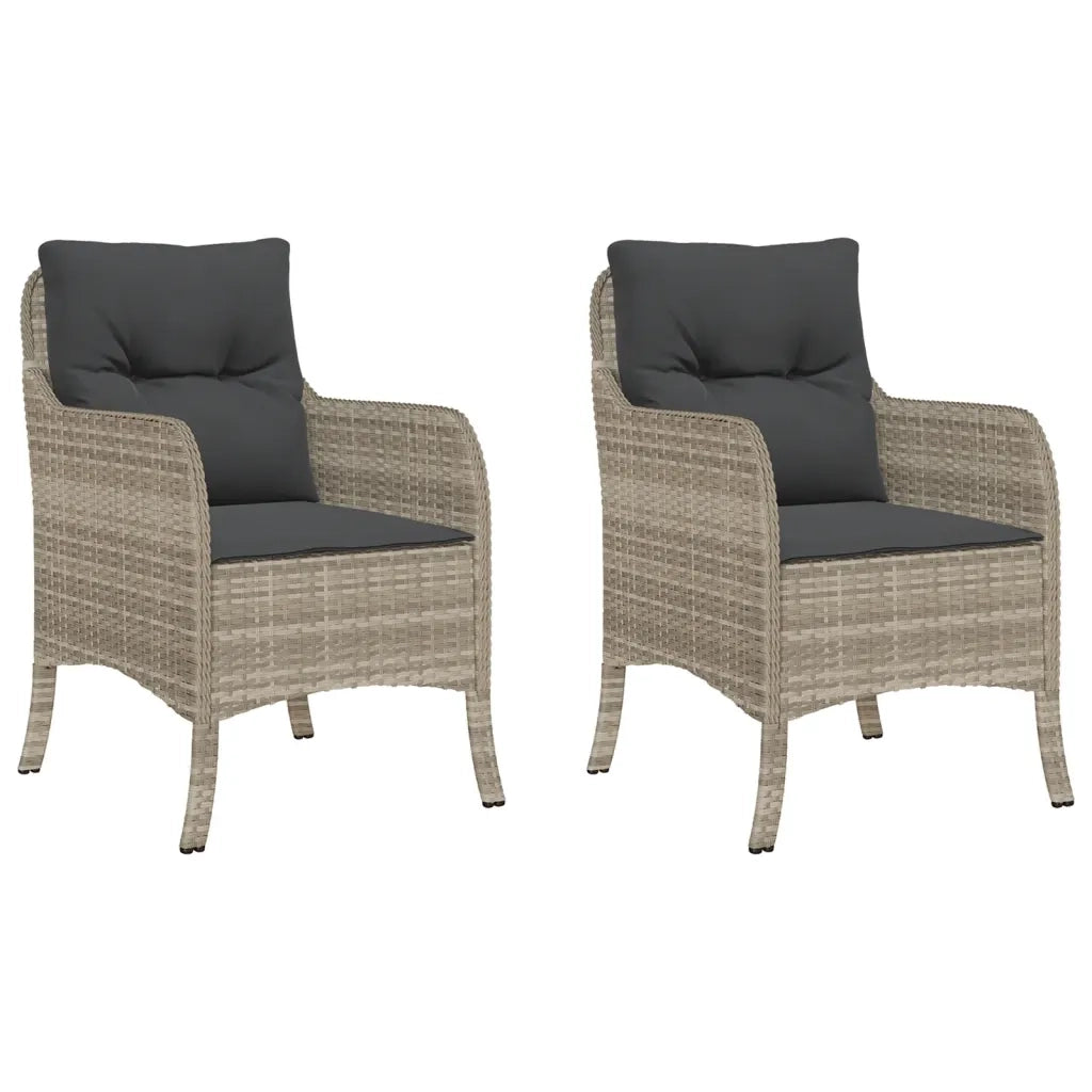 Sedie da Giardino con Cuscini 2 pz | Sedie da Esterno Grigio Chiaro in Polyrattan
