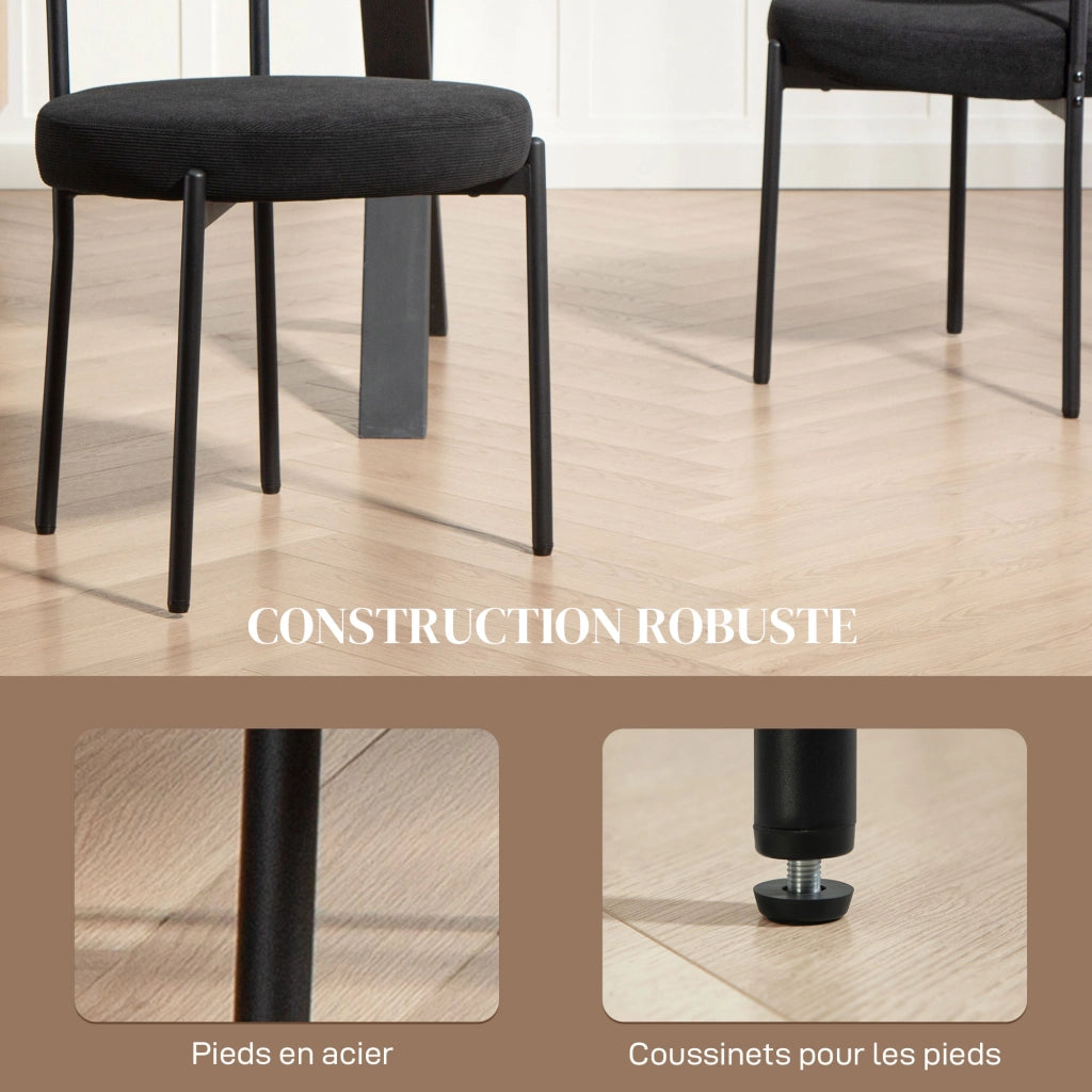 Set di 4 sedie da pranzo con schienale in tessuto e gambe in metallo ¨C zephmum ¨C nero 51x51x76 cm