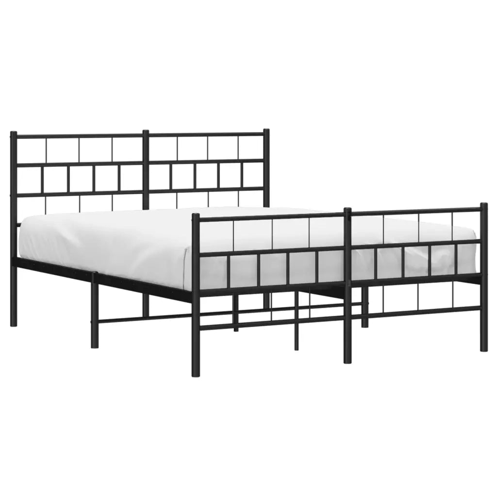 Letto matrimoniale | Letto per adulti | Giroletto con Testiera e Pediera Metallo Nero 140x200 cm