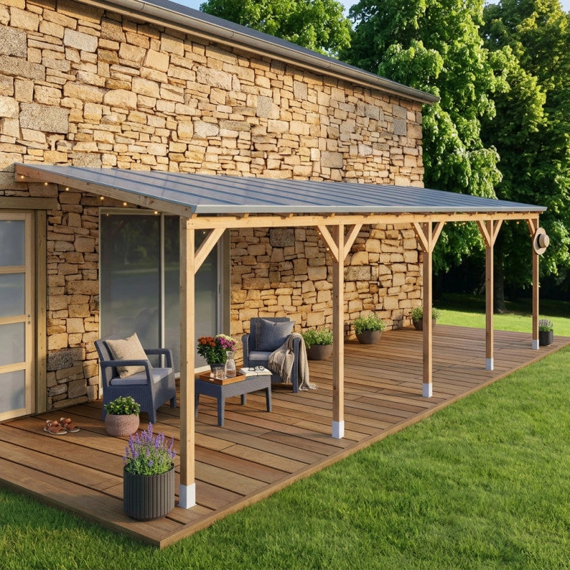 Tetto Couv'Terrasse in legno 3x9,2m - con tetto