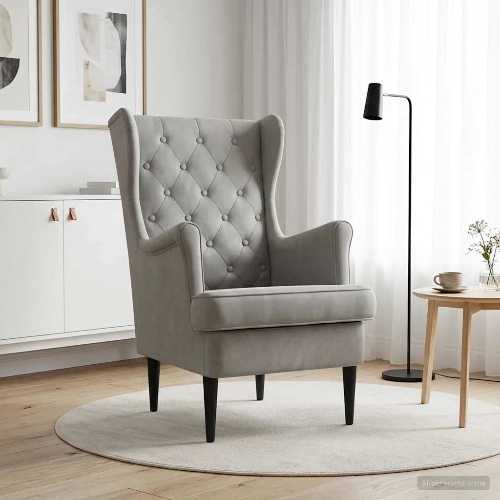 Poltrona-Divano Sedia-Poltroncina Grigio Chiaro Velluto 165436