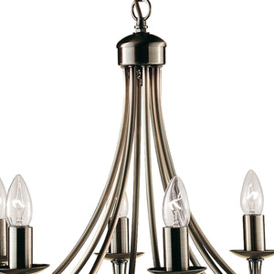Lampadario Industrial-Nordico Maypole Acciaio Ottone 8 Luci E14