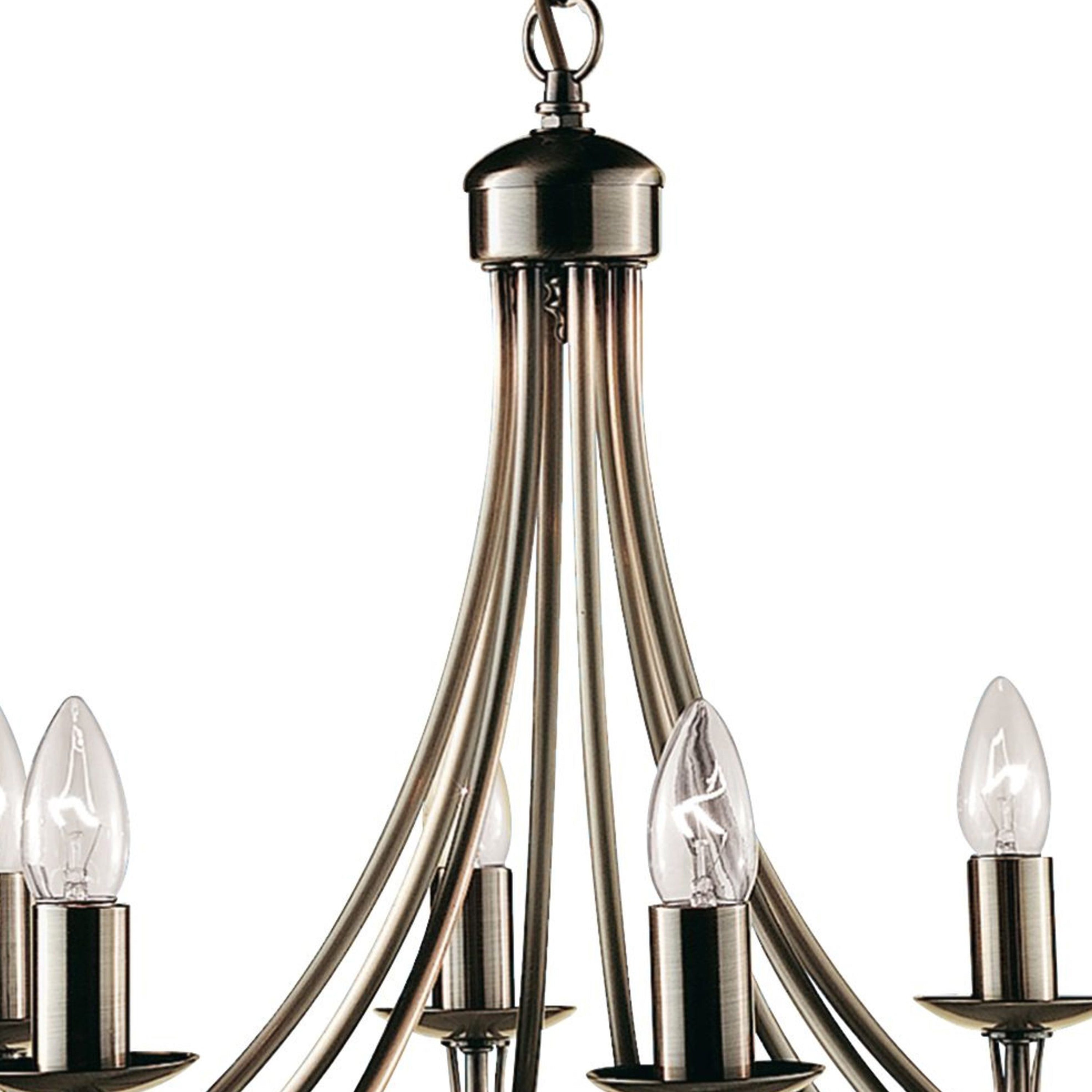 Lampadario Industrial-Nordico Maypole Acciaio Ottone 8 Luci E14